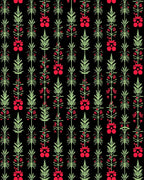 Vertical Red Budding Green Stems Rug