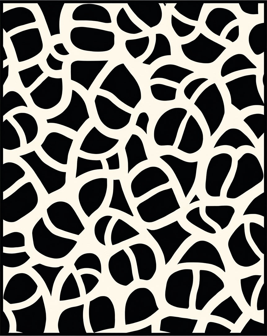 Abstract Organic Black White Harmony Pattern Rug