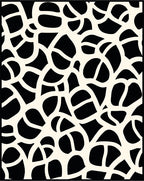 Abstract Organic Black White Harmony Pattern Rug