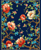 Vibrant Floral Branch Pattern Rug