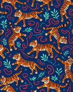Playful Tiger Jungle Pattern Rug