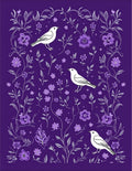 Purple Bird Floral Whimsical Vine Rug