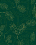 Green Gold Leafy Outline Rug