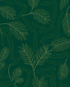 Green Gold Leafy Outline Rug
