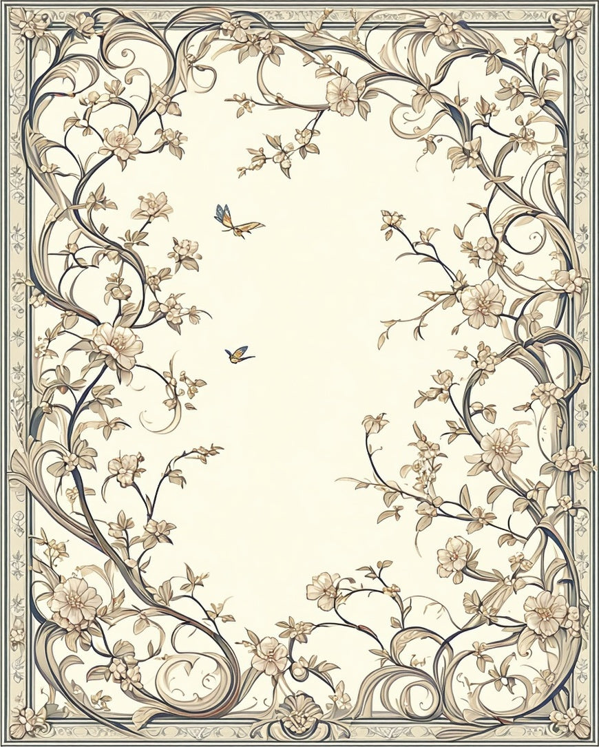 Elegant Floral Vine Pattern Rug