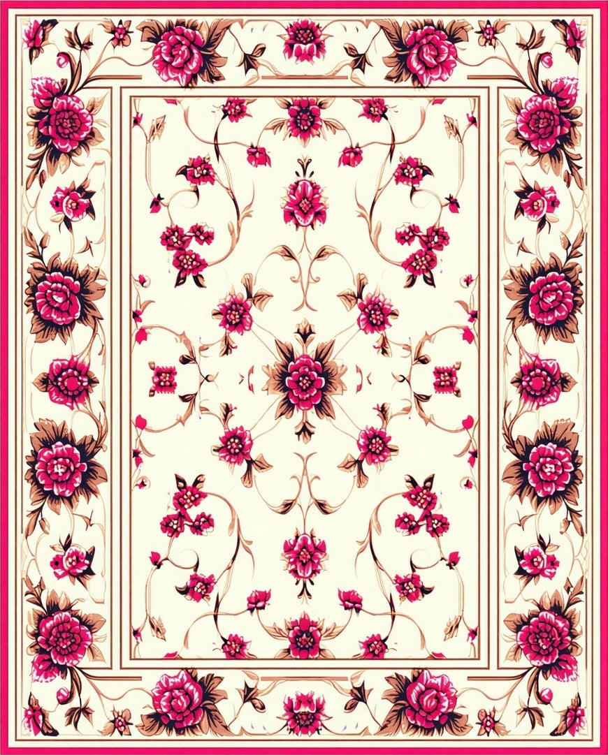 Ornate Floral Vine Pattern Rug