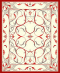 Ornate Red Cream Floral Swirls Area Rug