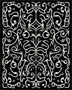 Black White Swirling Vine Pattern Rug