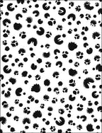 Black White Floral Paw Print Design Rug