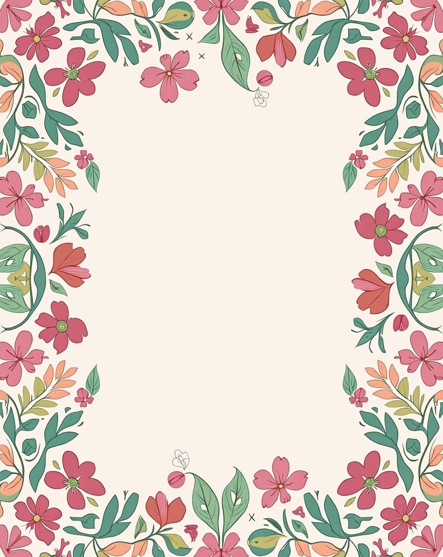 Whimsical Floral Border Design Rug