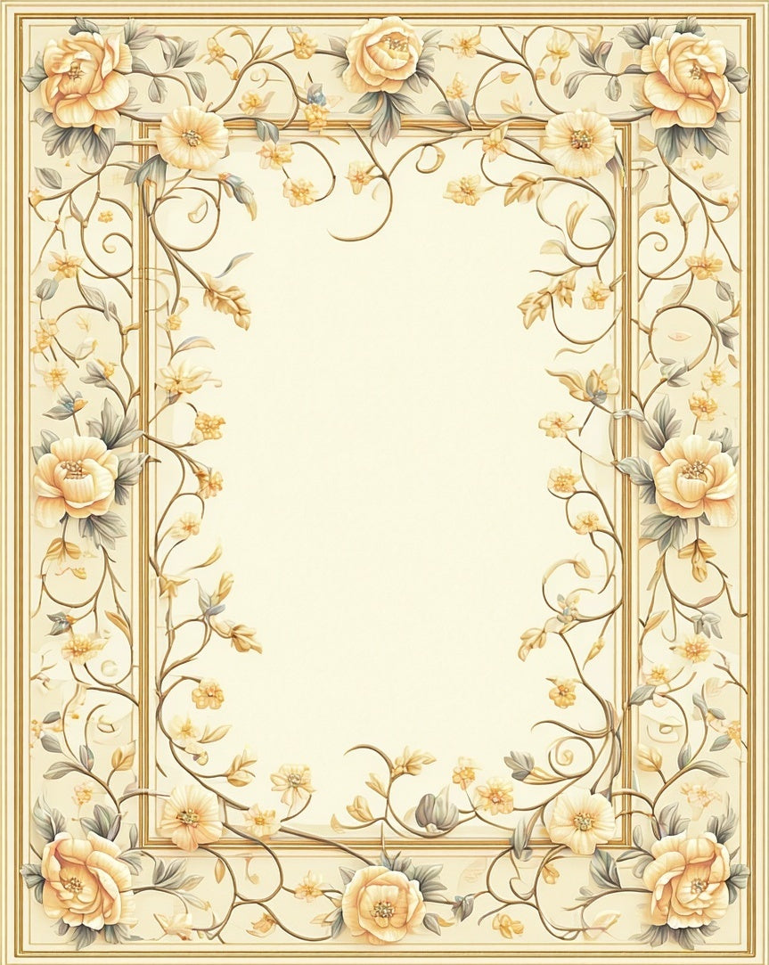 Elegant Botanical Floral Vine Design Rug