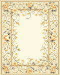 Elegant Botanical Floral Vine Design Rug