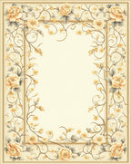 Elegant Botanical Floral Vine Design Rug