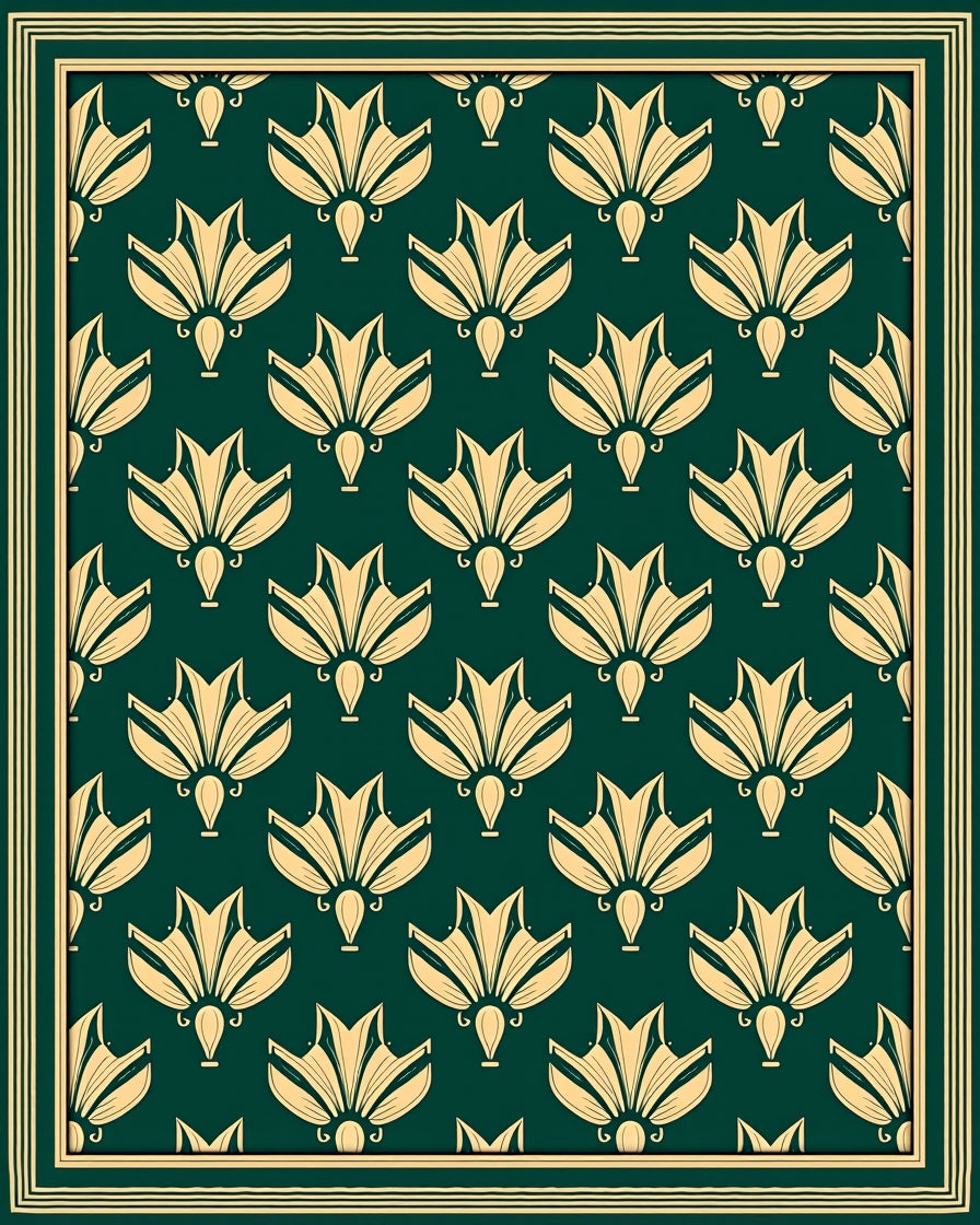 Art Deco Floral Pattern Rug