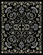 Symmetrical Floral Vine Pattern Rug