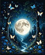 Enchanted Moonlit Forest Butterfly Garden Rug