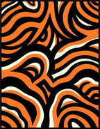 Bold Orange Cream Black Swirl Rug