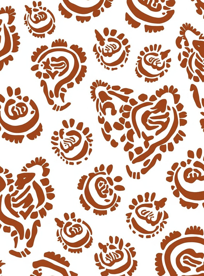 Whimsical Brown Paisley Motifs Rug