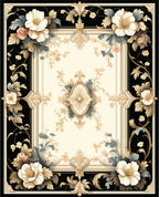 Ornate Floral Scrollwork Patterned Rug