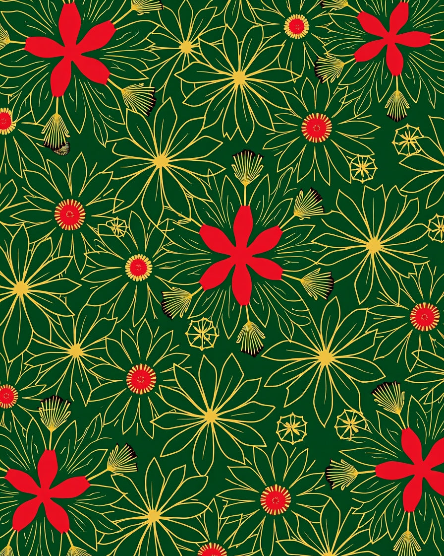 Emerald Green Floral Garden Cluster Rug
