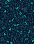 Playful Green Animal Floral Pattern Rug