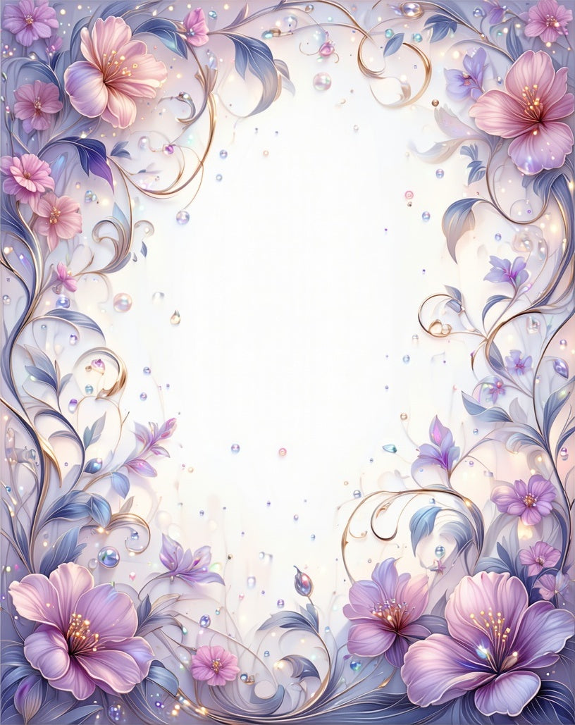 Soft Floral Swirls with Dewdrops Rug