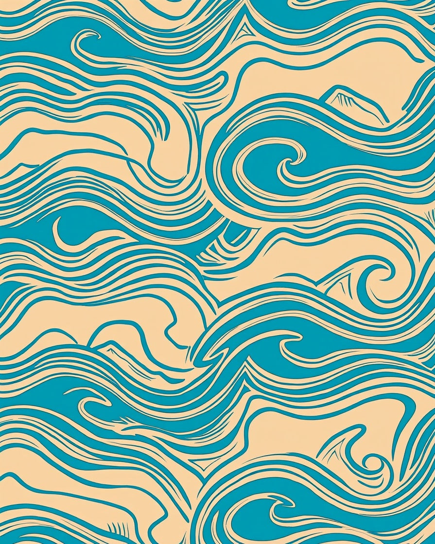 Aqua Whirls Abstract Pattern Rug