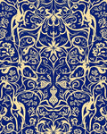 Abstract Blue and Gold Decorative Pattern Rug