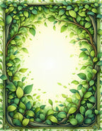 Vibrant Green Leaves Nature Border Design Rug