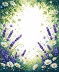 Lavender Daisy Garden Meadow Design Rug