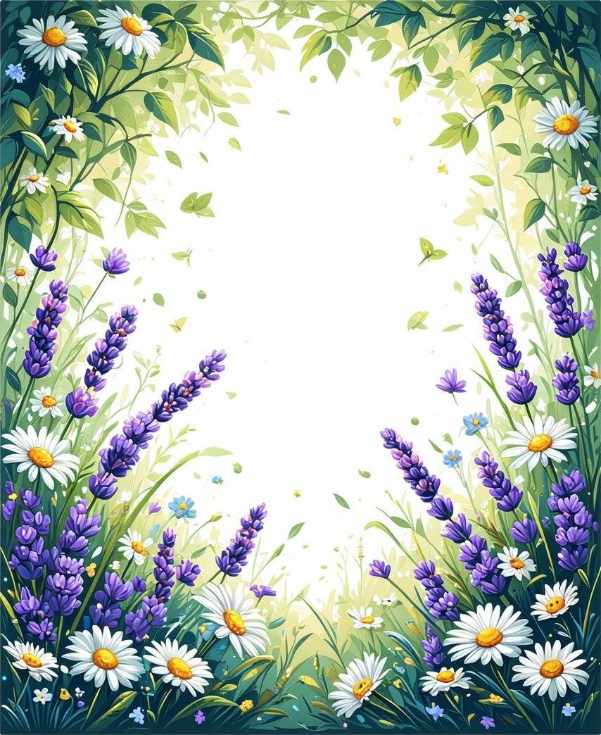 Lavender Daisy Garden Meadow Design Rug