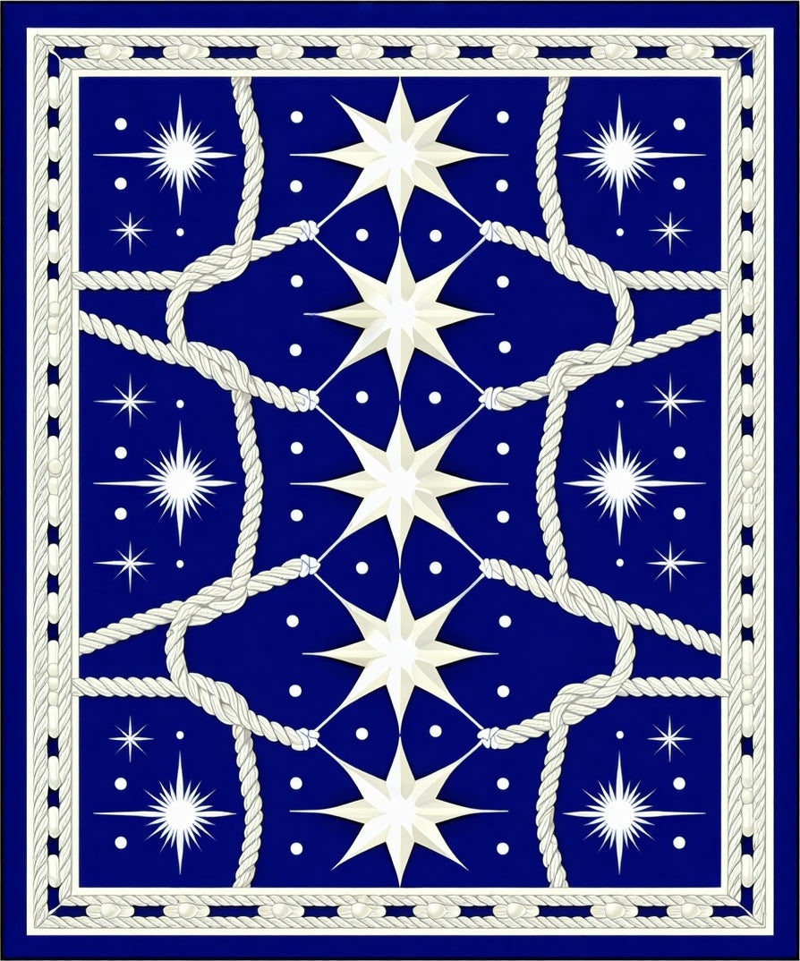 Nautical Star Intertwined Rope Design Rug
