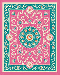 Mandala Floral Pink Teal Pattern Rug