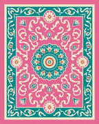 Mandala Floral Pink Teal Pattern Rug
