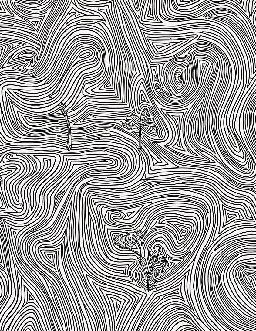 Abstract Swirls Botanical Pattern Rug