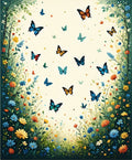Whimsical Butterflies Garden Pattern Design Rug