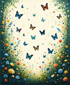 Whimsical Butterflies Garden Pattern Design Rug