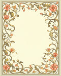 Ornate Floral Vine Border Rug