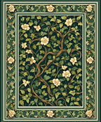 Verdant Floral Vine Art Nouveau Rug