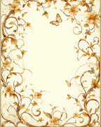 Ornate Floral Vine Butterfly Pattern Rug