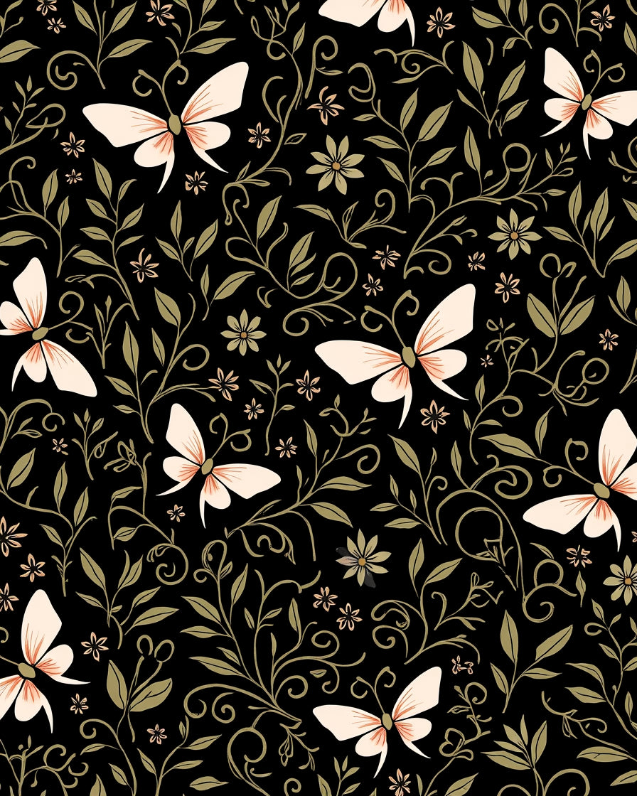 Elegant Butterfly Floral Botanical Design Rug