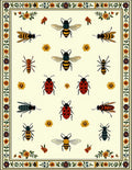 Whimsical Insects Floral Pattern Rug