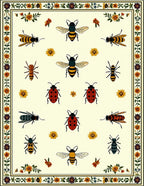 Whimsical Insects Floral Pattern Rug