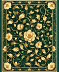 Lush Floral Vines With Golden Accents Rug