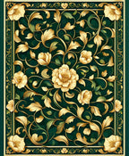 Lush Floral Vines With Golden Accents Rug