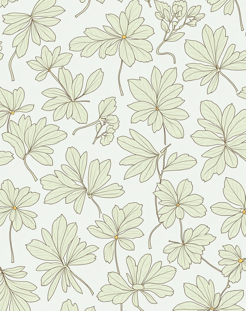 Delicate Leaf Patterned Garden Design Rug