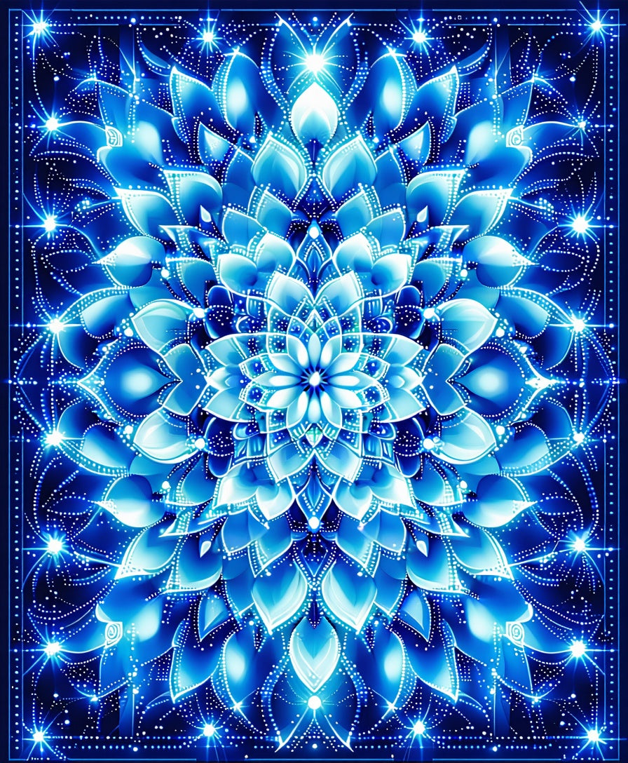 Radiant Blue Mandala Bloom Rug