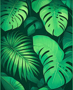Lush Jungle Leaf Tropical Design Rug
