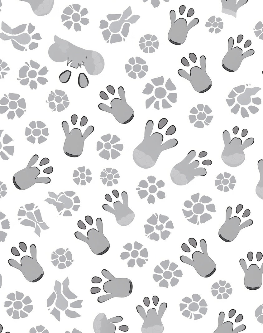 Charming Paw Flower Pattern Rug