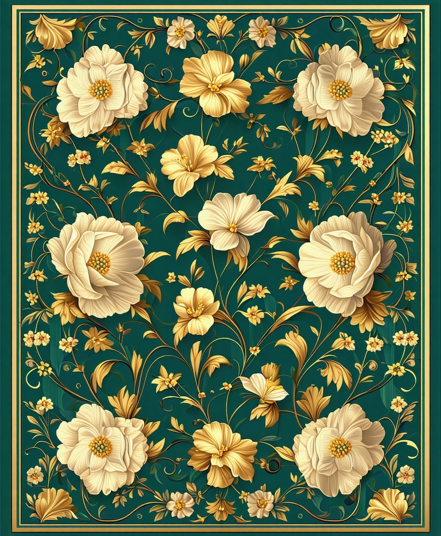 Elegant Floral Acanthus Scroll Pattern Rug